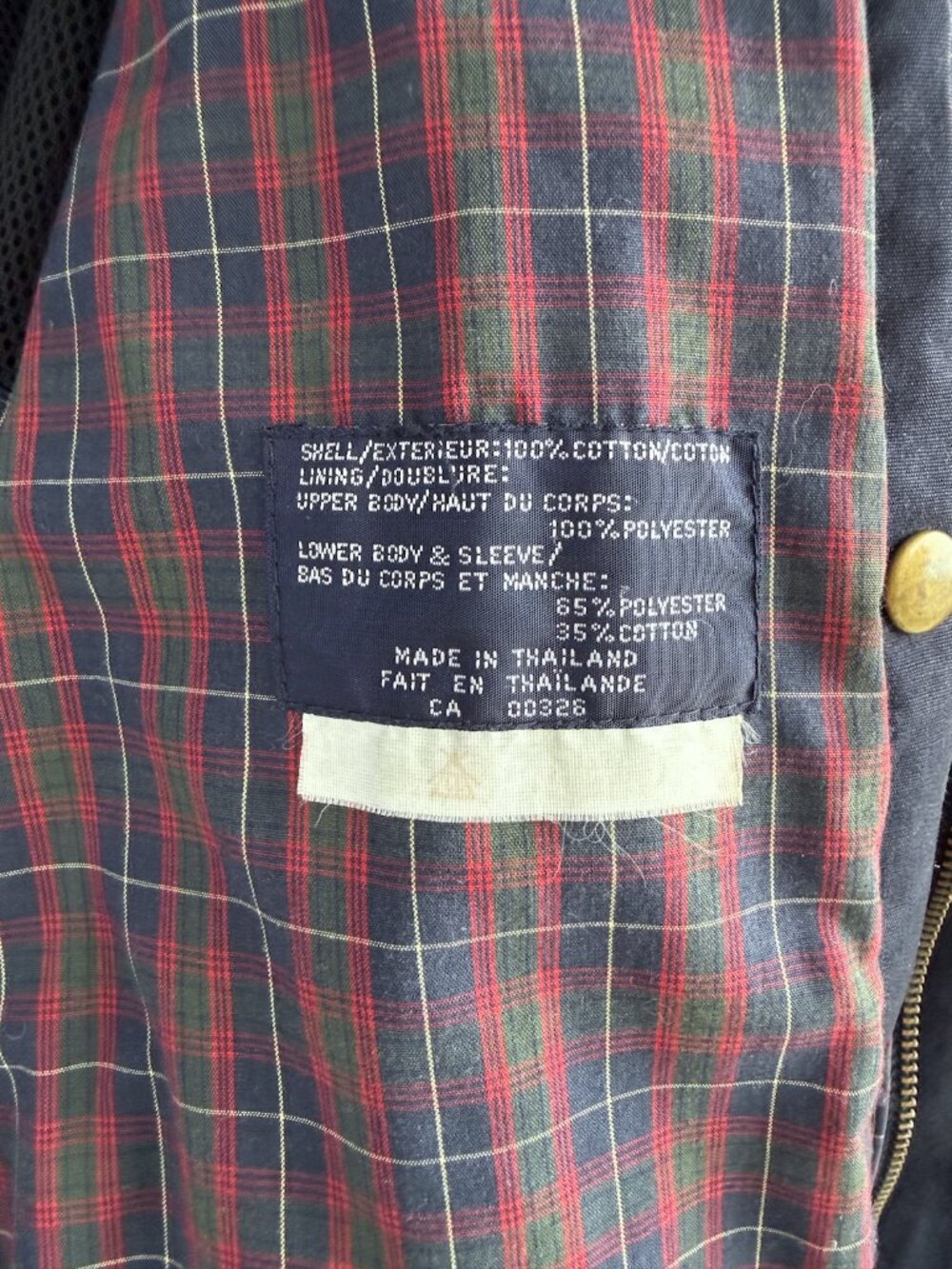 Gant Harrington Jacket Navy Cotton Tartan Plaid Lined Vintage 90s Bomber XL - Picture 5 of 10
